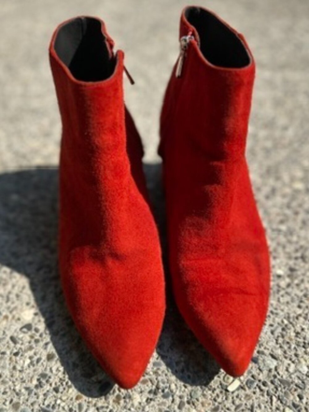 & Other Stories Red Suede Pointed Toe Ankle Boots EU 37 US 7